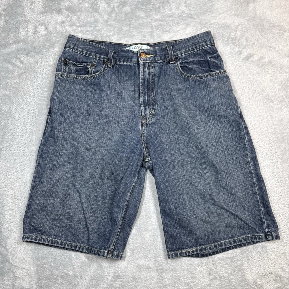 Levi's 569 Denim Shorts Loose Fit Loose Wide Leg Jorts 33‎ (Fits 34) Blue Y2K